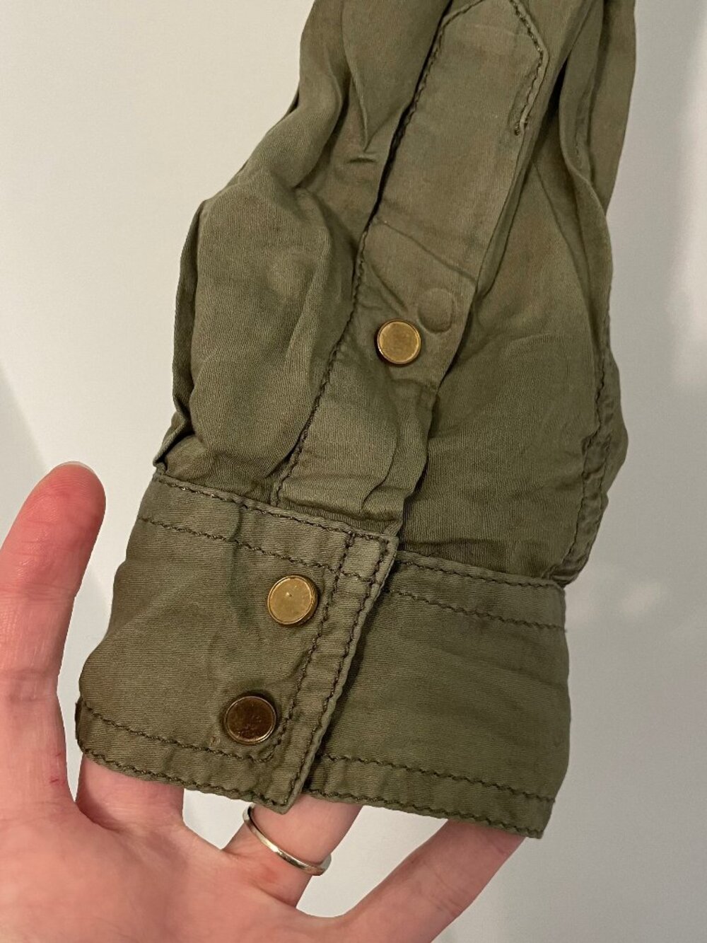 MAEVE ANTHROPOLOGIE Aveiro Safari Shirt Olive Green "Button Down" SNAPS /NO BELT - Picture 11 of 16